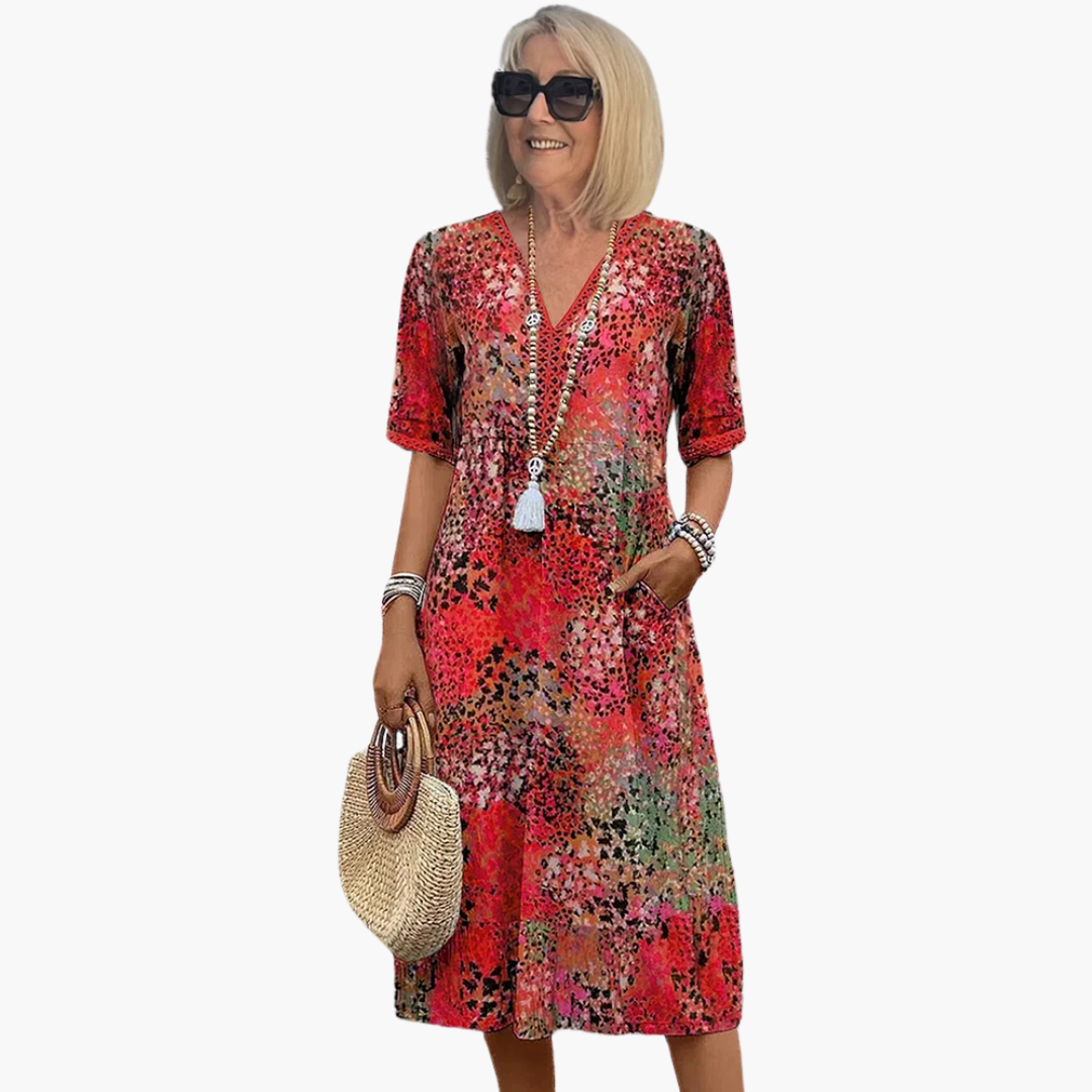 Lily | Vibrant Midi Dress with Pockets