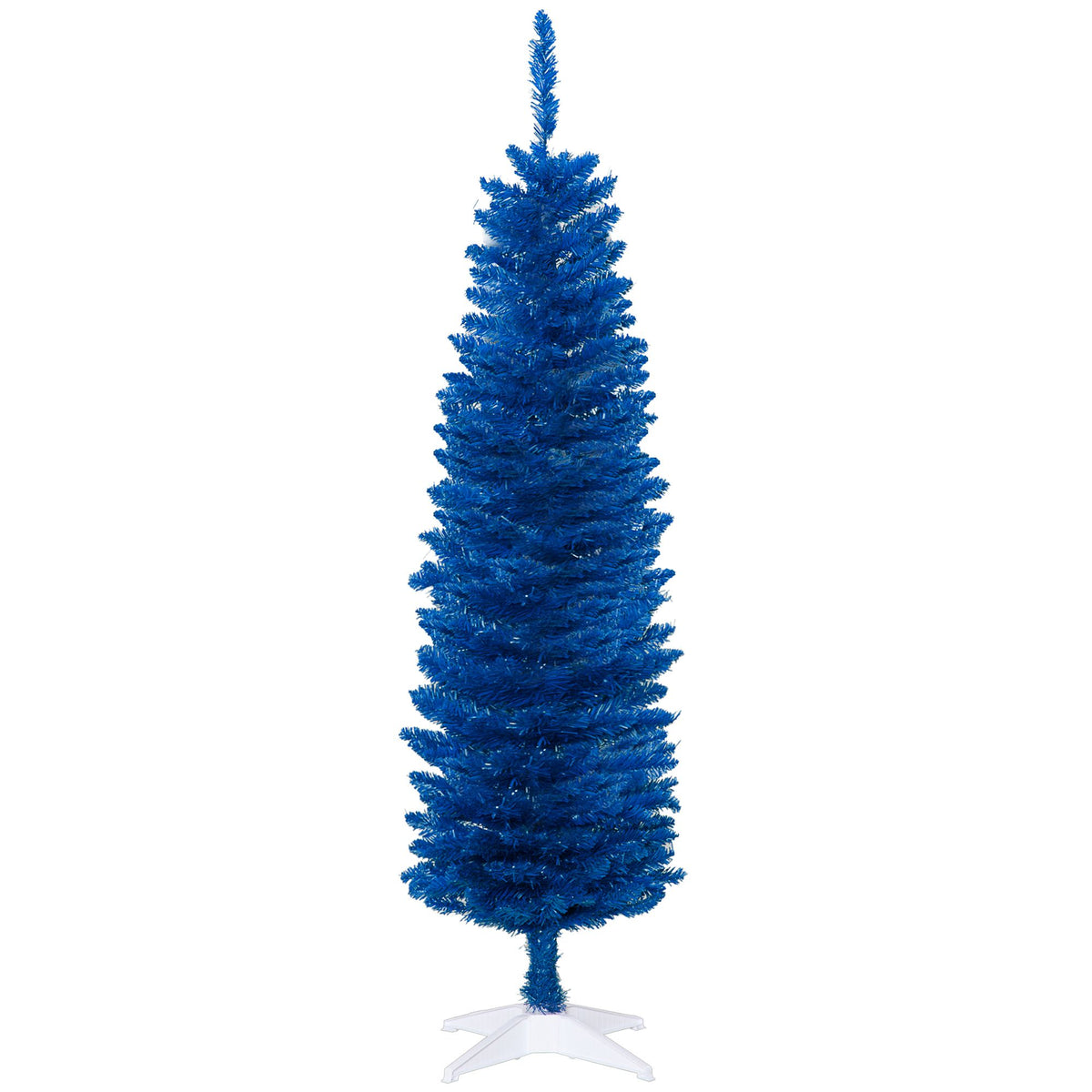 Blue Pencil Christmas Tree 5ft – Slim Unlit Artificial Tree, Flame-Retardant, Easy Setup