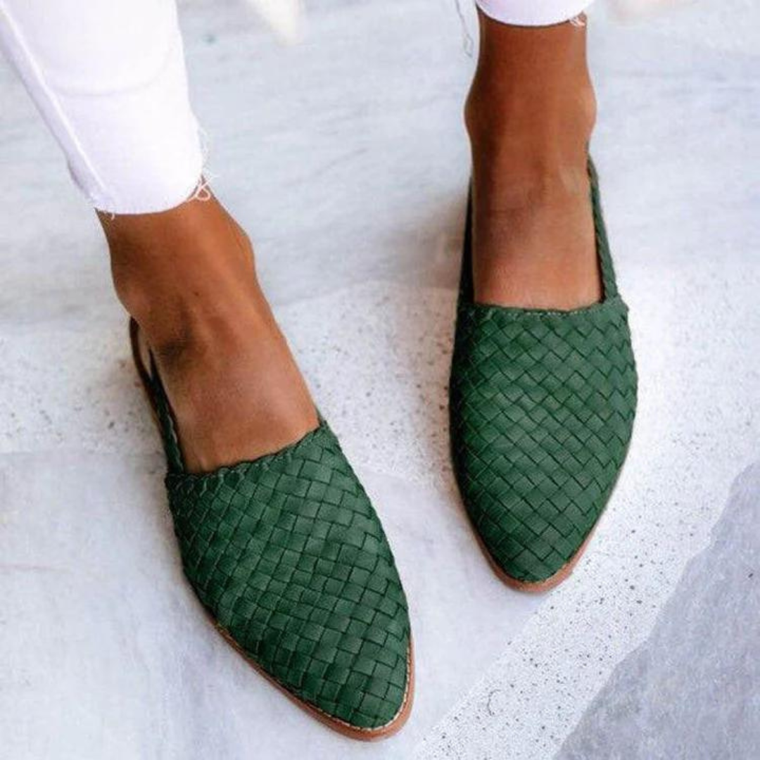 Donna™ | Elegant Woven Vegan Leather Ballerinas