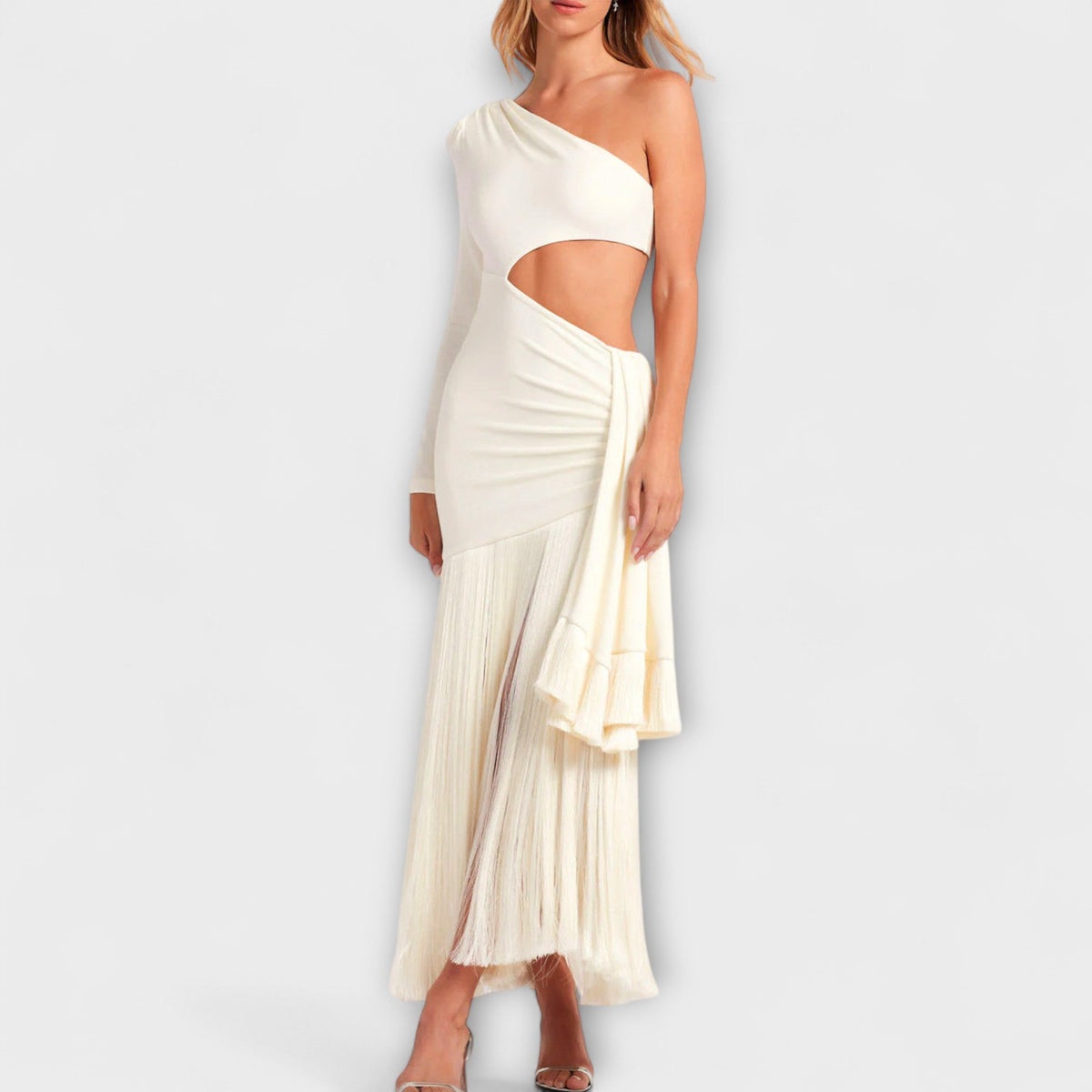Valerie – Fringe Maxi Dress with Cutouts