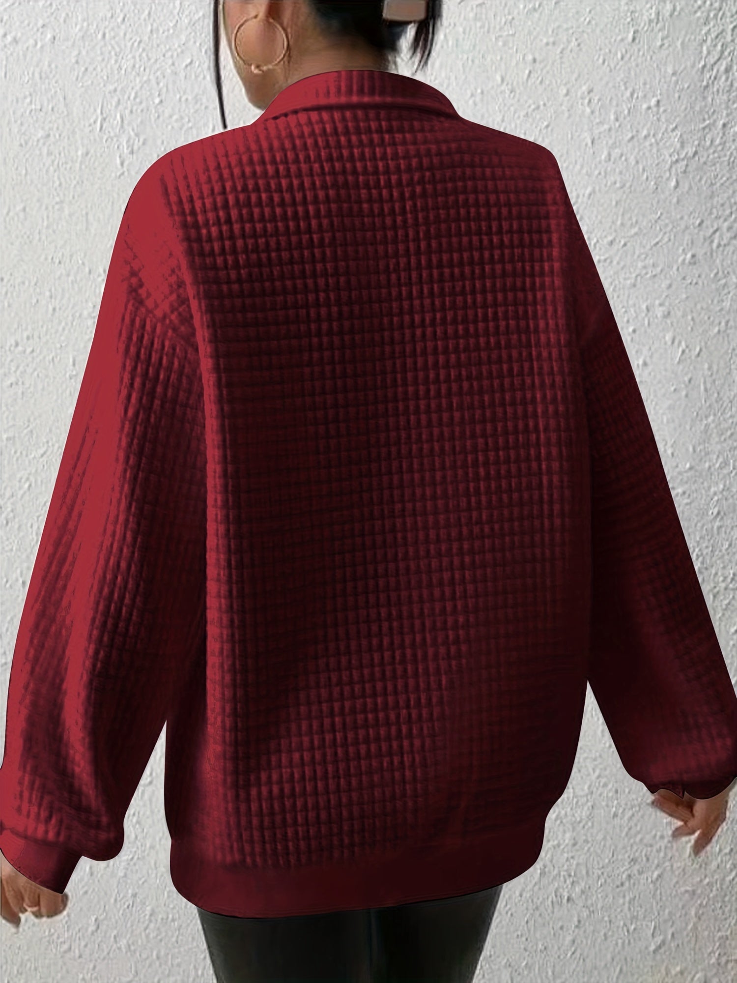 Relaxed Quarter-Zip Mock Neck Pullover