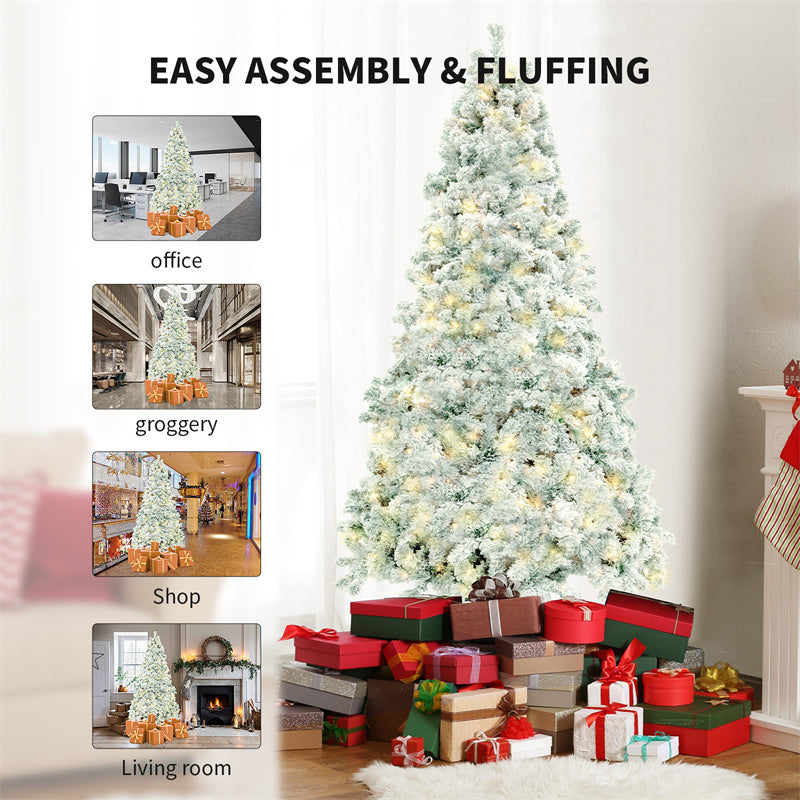 Pre-Lit Artificial Pine Christmas Tree 6ft, 7.5ft – Lighted Green PVC Tree with Metal Stand