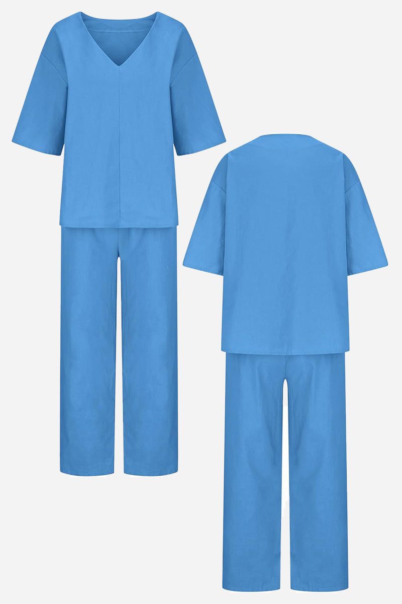 Carmen | Women's V-Neck Batwing Top and Straight-Leg Pants Set