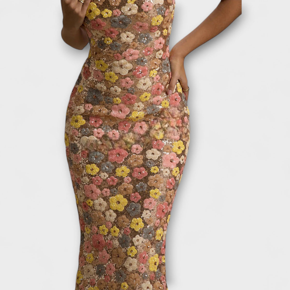 Elaira – Sequin Maxi Dress with Split Hem