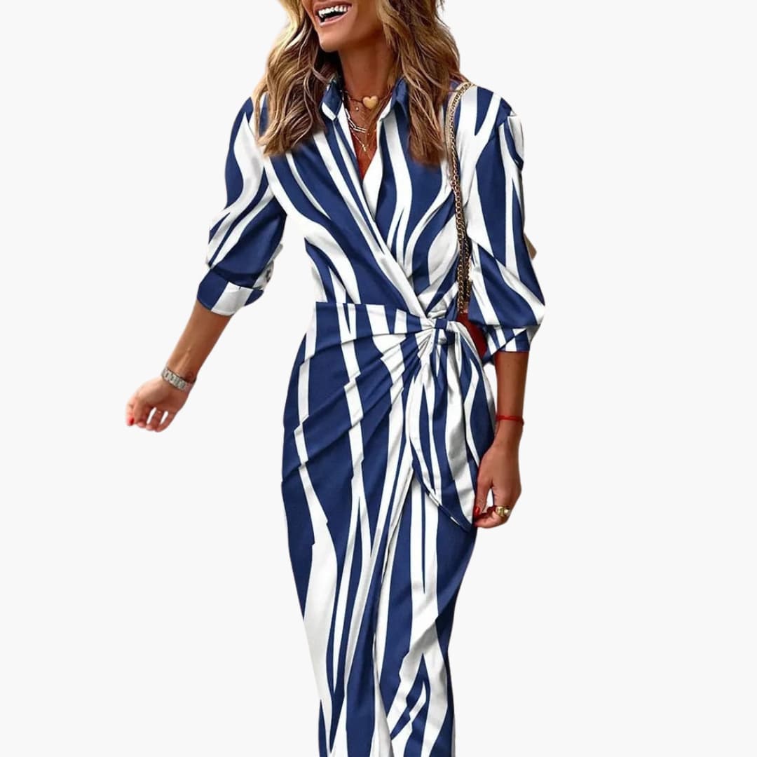 Clarissa | Striped Midi Shirt Dress