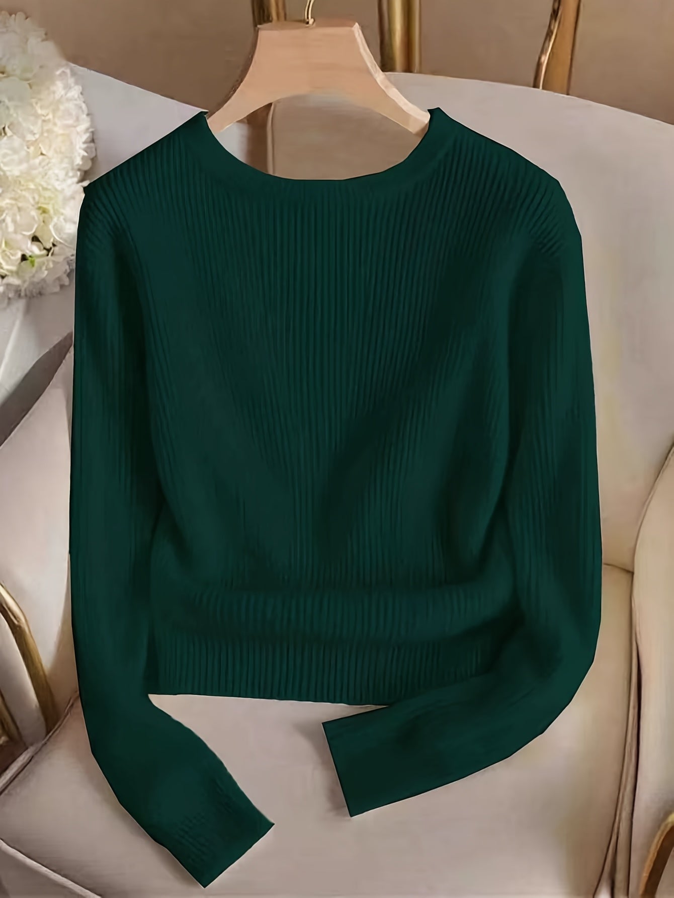 Refined Ribbed Crew Neck Sweater