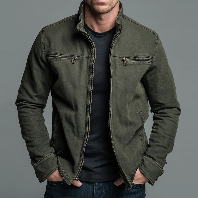Maddox | Men's Utility Jacket Stand Collar Full Zip