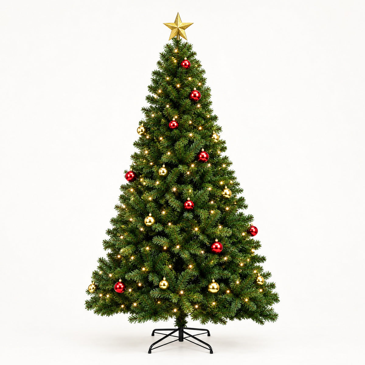 6ft Pre-Lit Christmas Tree with Ornaments – Hinged Pine, Warm White Lights & Remote