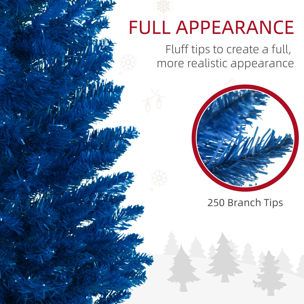 Blue Pencil Christmas Tree 5ft – Slim Unlit Artificial Tree, Flame-Retardant, Easy Setup