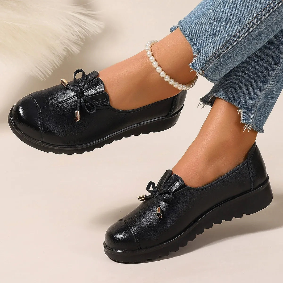 Paisley | Women's Leather Loafers Cushioned Sole Slip-On