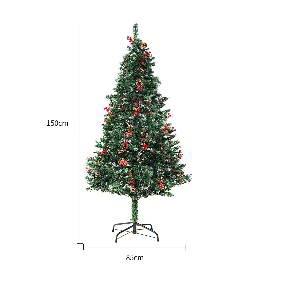 Pre-Lit Artificial Pine Christmas Tree 6ft, 7.5ft – Lighted Green PVC Tree with Metal Stand