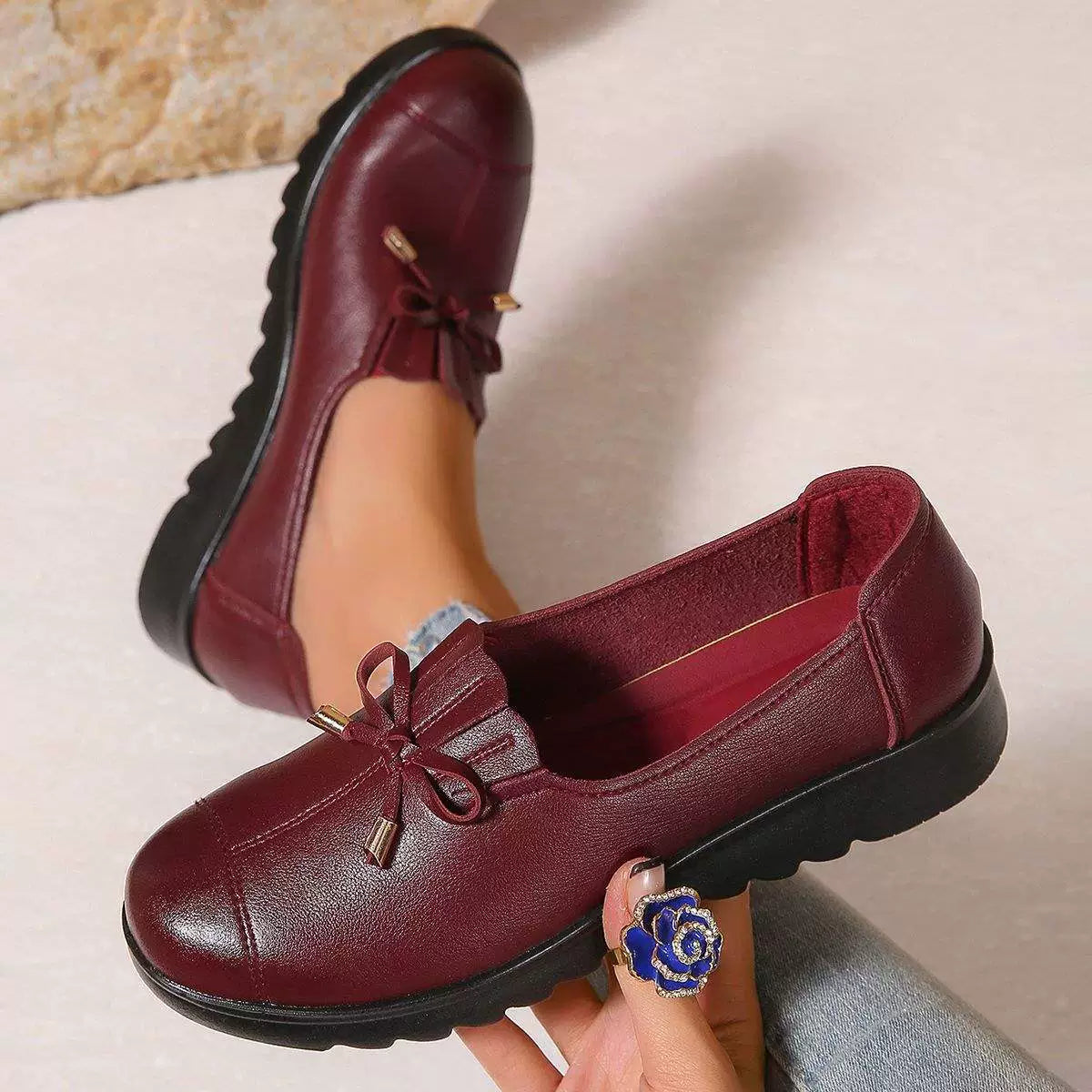 Paisley | Women's Leather Loafers Cushioned Sole Slip-On