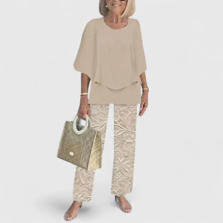 Fern | Women's Casual Floral Print Top and Wide-Leg Pants Set