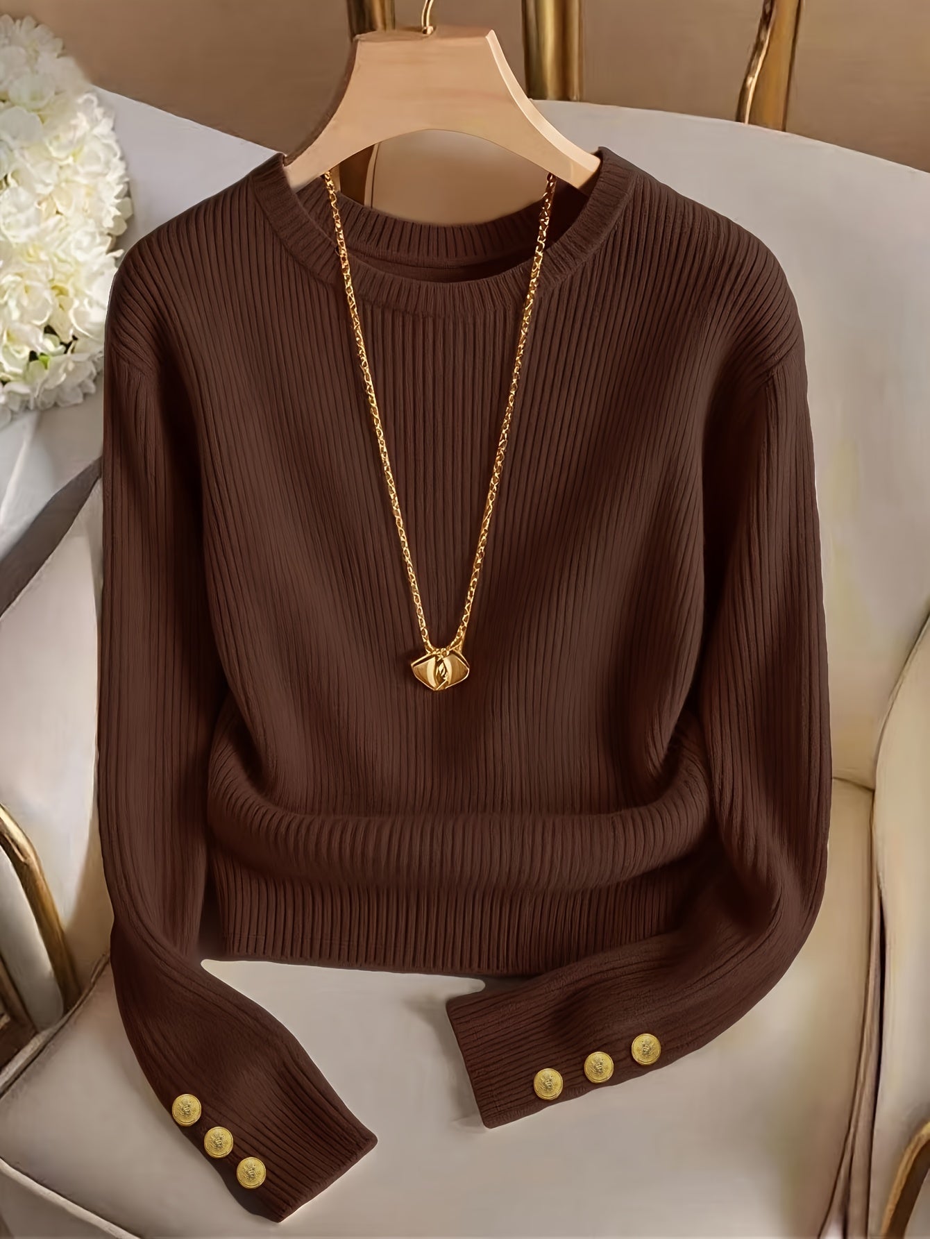 Refined Ribbed Crew Neck Sweater