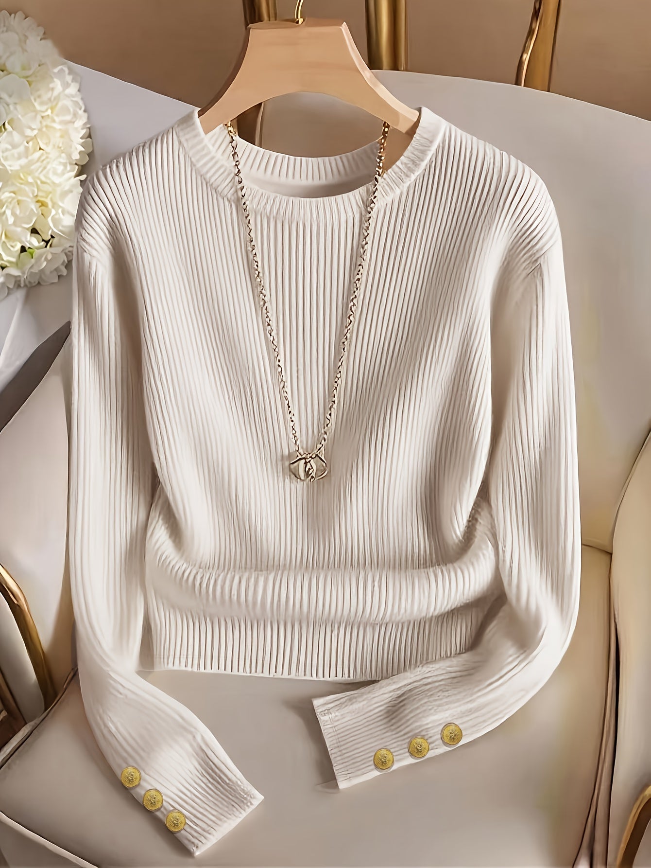 Refined Ribbed Crew Neck Sweater