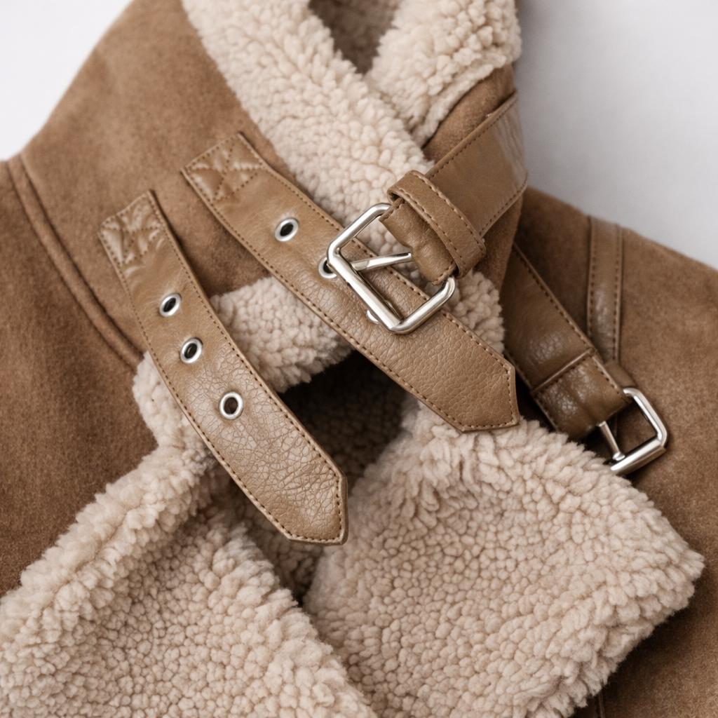 Aurelia – Shearling Suede Aviator Jacket