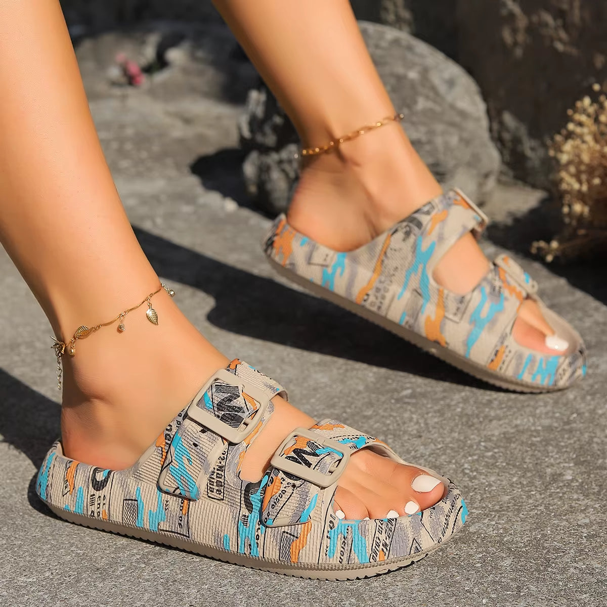 Estelle | Women's Flat Adjustable Buckle Sandals