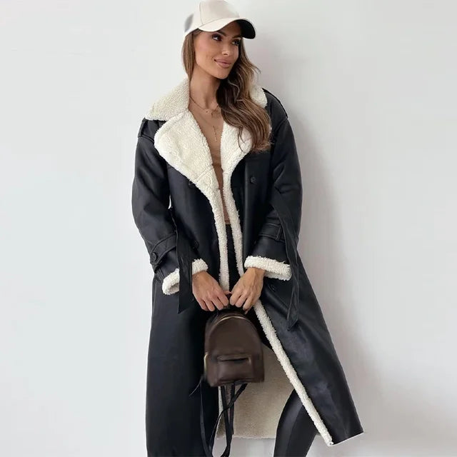 Velowyn | Women's Sherpa-Lined Long Trench Coat