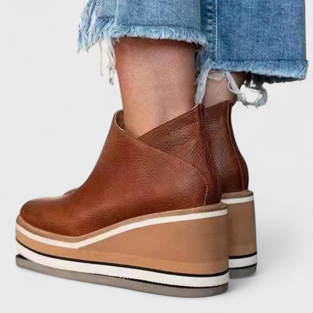 Refined waterproof wedge ankle boots