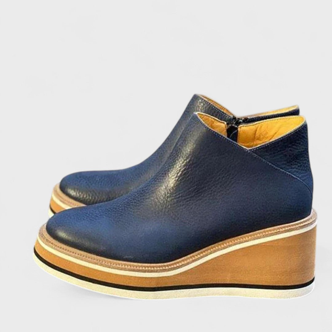 Refined waterproof wedge ankle boots