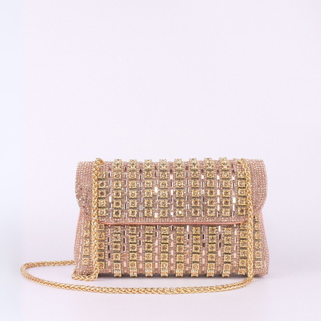 Lenny – Chic Chain Shoulder Bag with Colored Diamonds