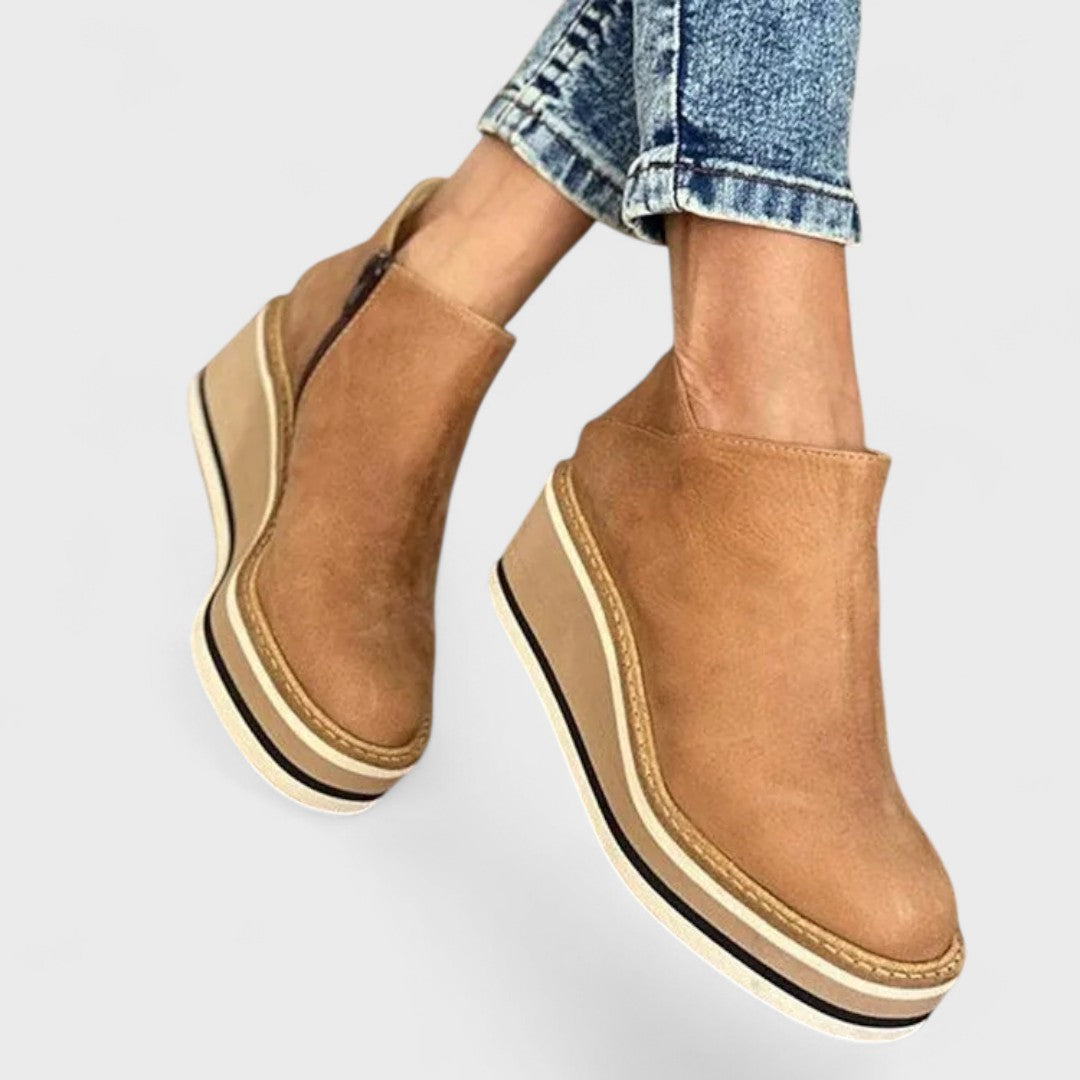 Refined waterproof wedge ankle boots