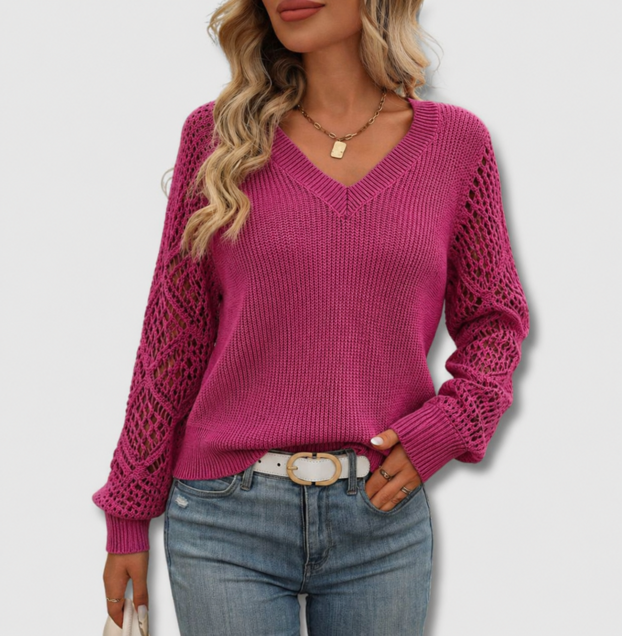 Jade | Elegant V-Neck Sweater