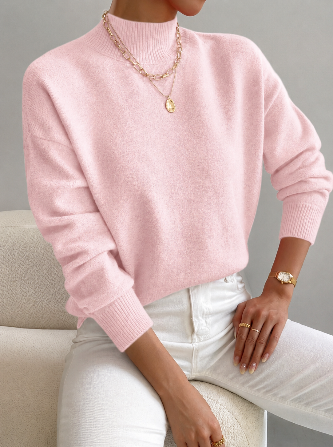 Elegant Ribbed Turtleneck Sweater Women