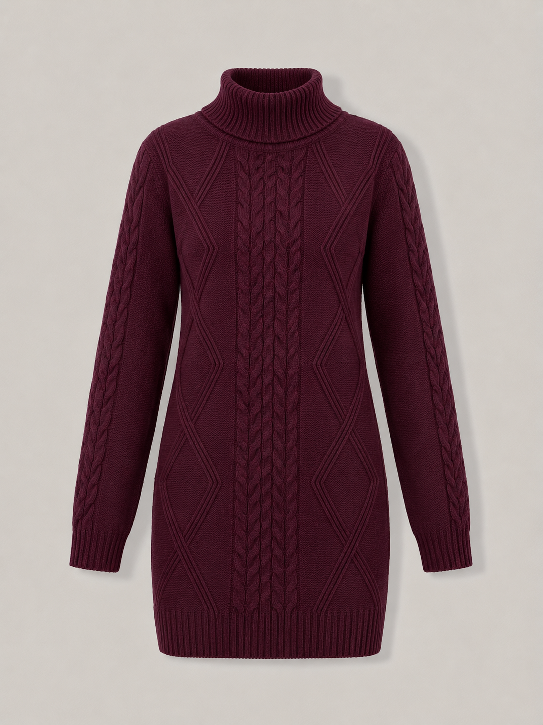 Devna | Women's Oversized Cable Knit Turtleneck Sweater