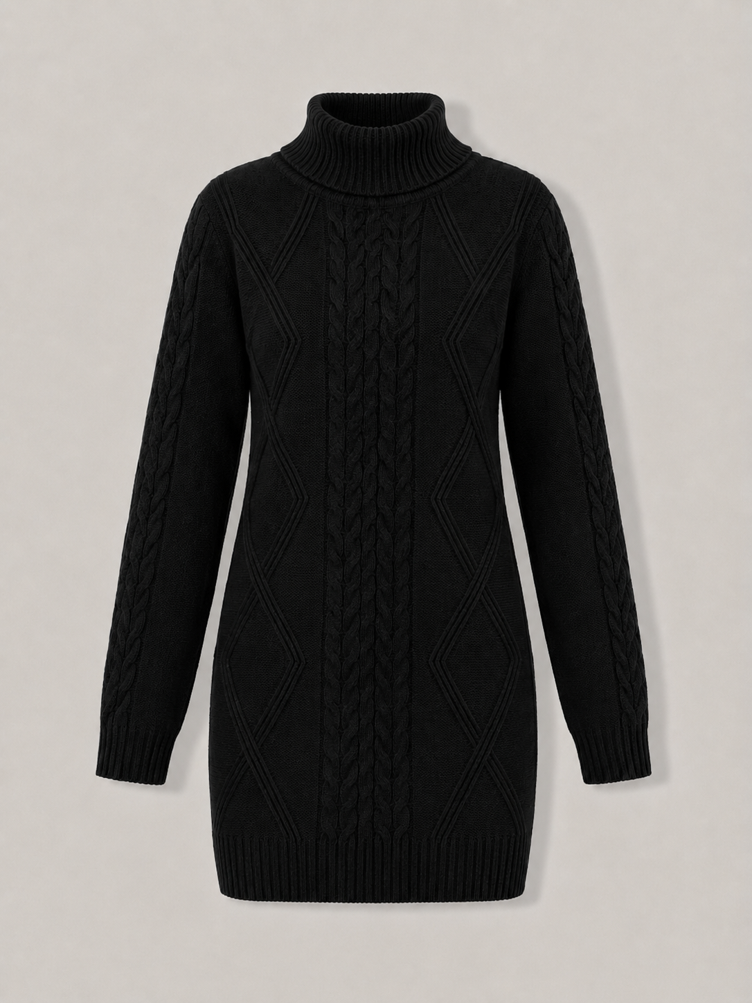 Devna | Women's Oversized Cable Knit Turtleneck Sweater