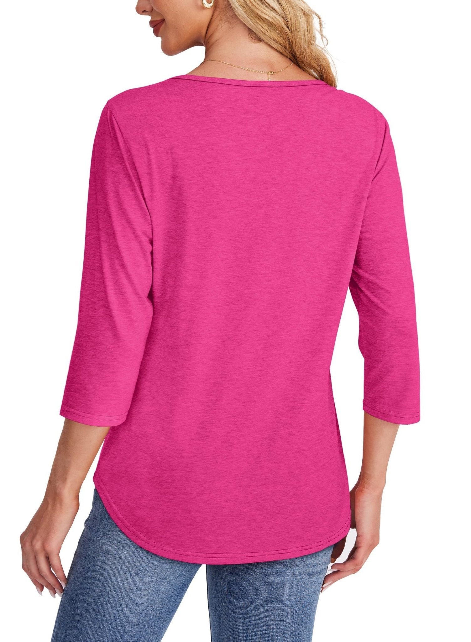 Lena | Women's Crew Neck 3/4 Sleeve Pleated Chest Top