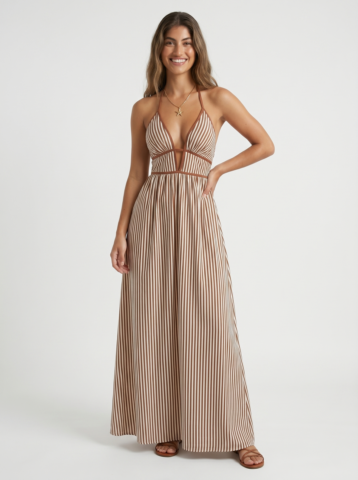 Pia - Flowing Halter Summer Maxi Dress