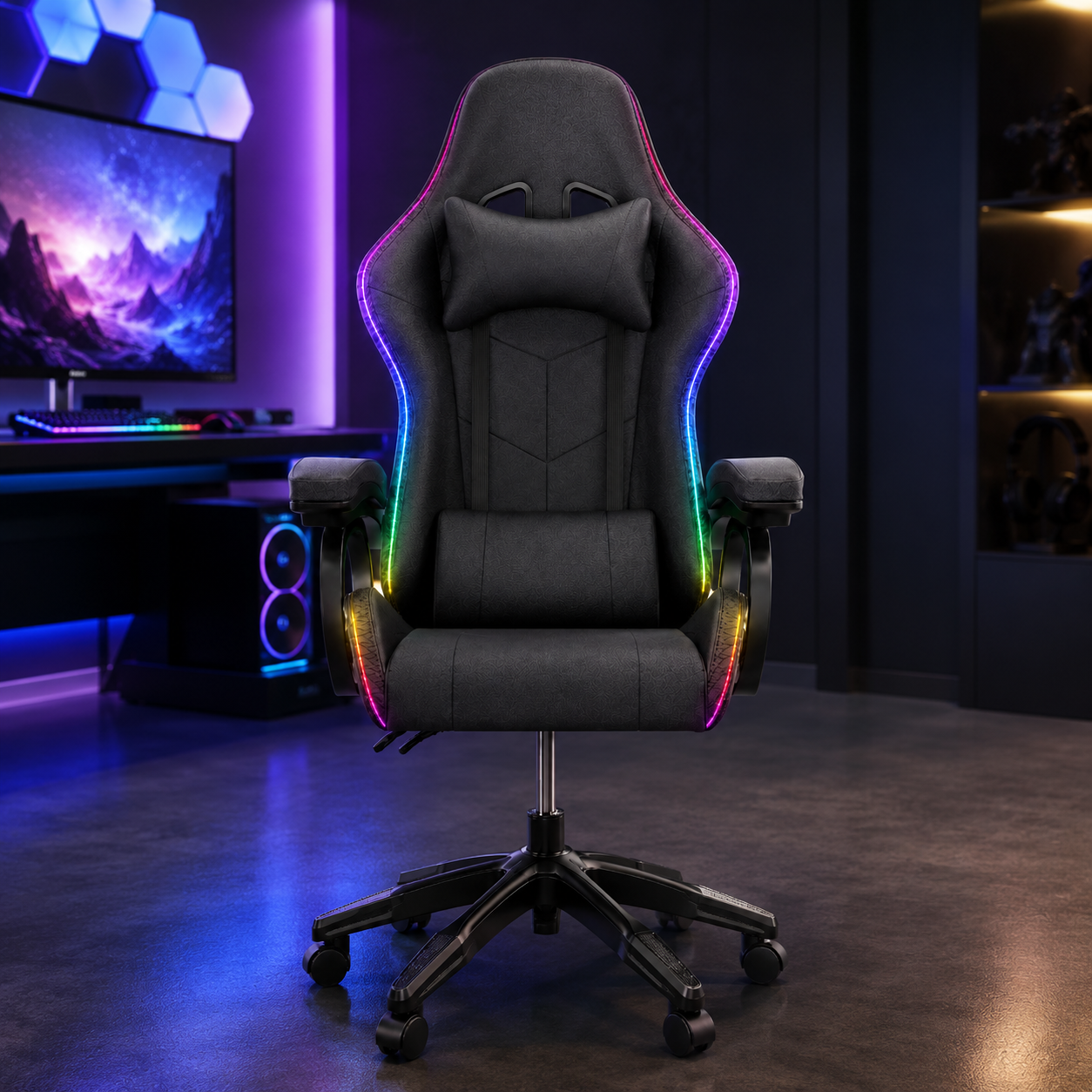 High Back Gaming Chair RGB Recline Headrest Lumbar Support