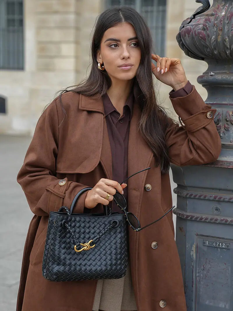 Elegant Faux Suede Trench Coat