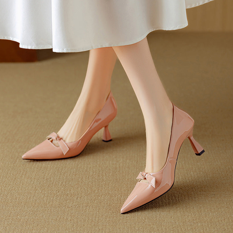 Rosalind | Women's Bow Detail Pumps Pointed Toe Kitten Heel Shoes