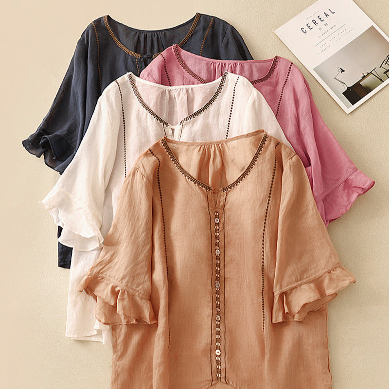 Gia™ | Pattern Ruffle Sleeve Blouse