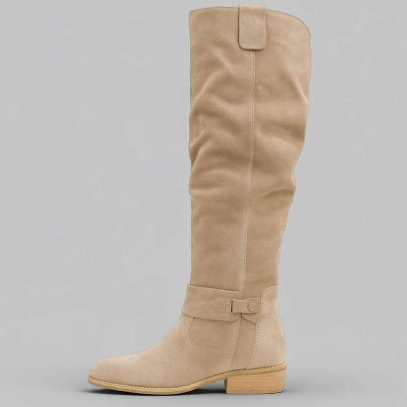 Elegant stacked heel tall boots