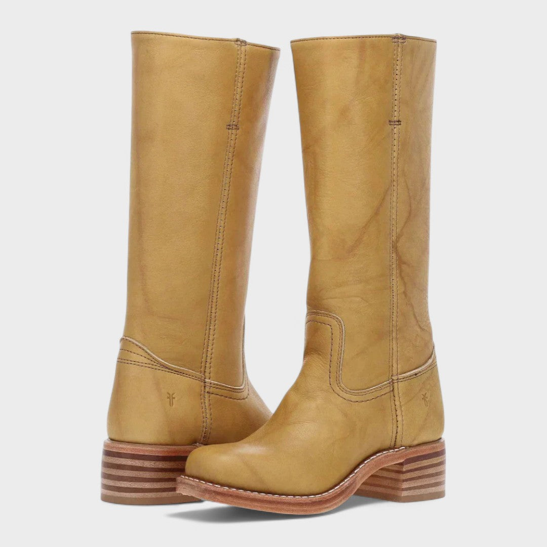Refined block heel knee high boots