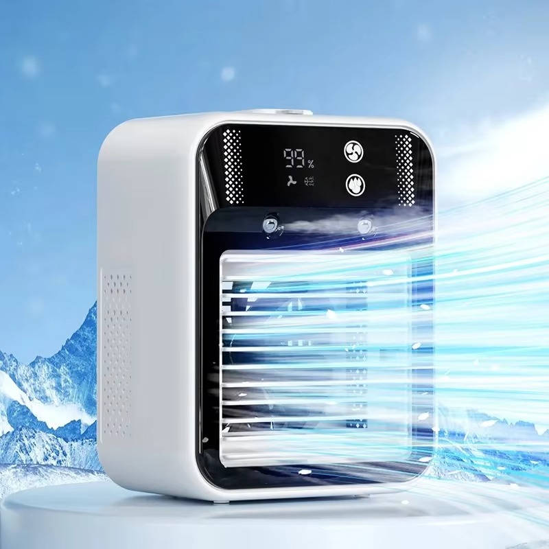 Portable Misting Air Cooler Dual Nano Mist Rechargeable Fan 3 Speed Digital Display