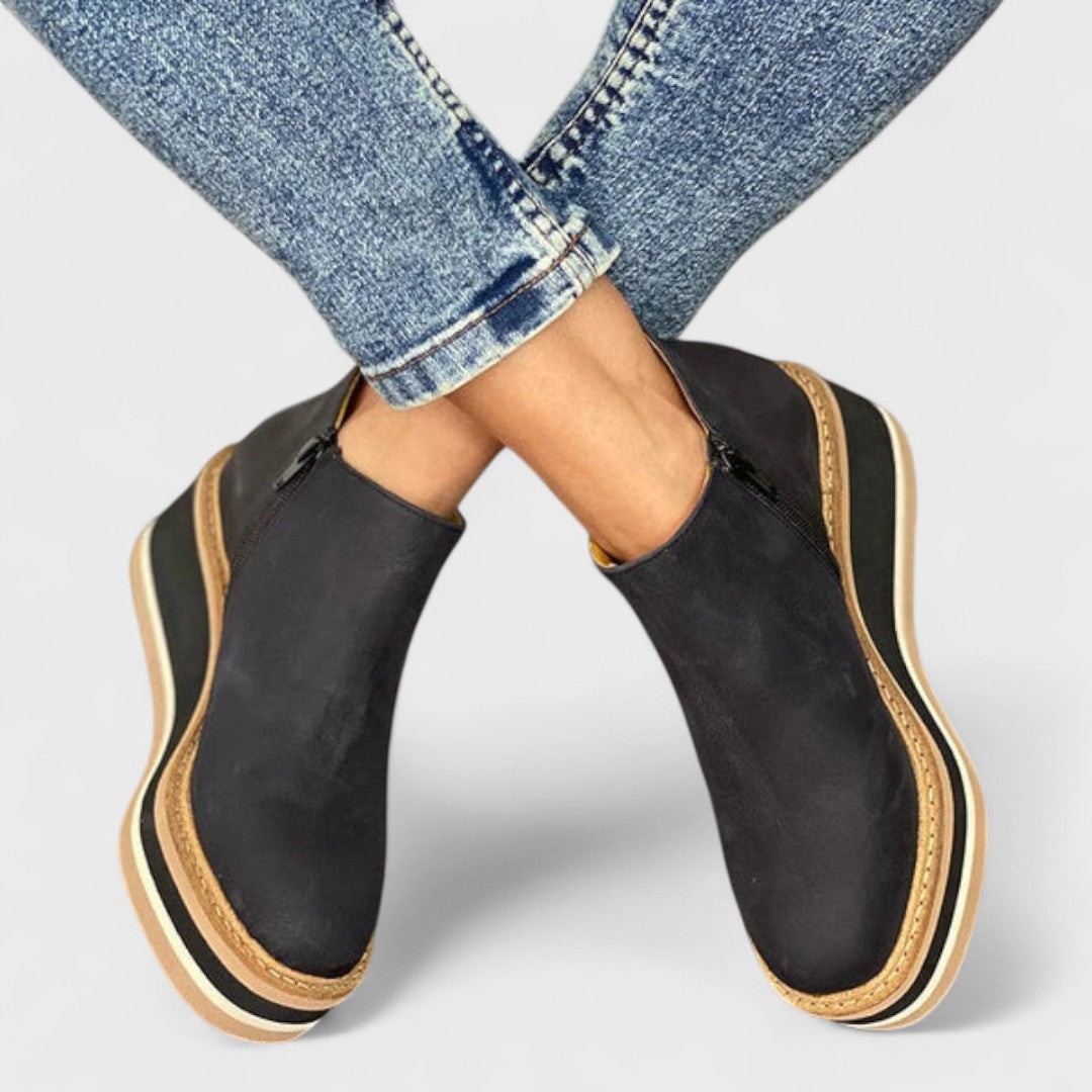 Refined waterproof wedge ankle boots