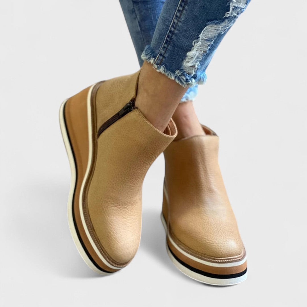 Refined waterproof wedge ankle boots