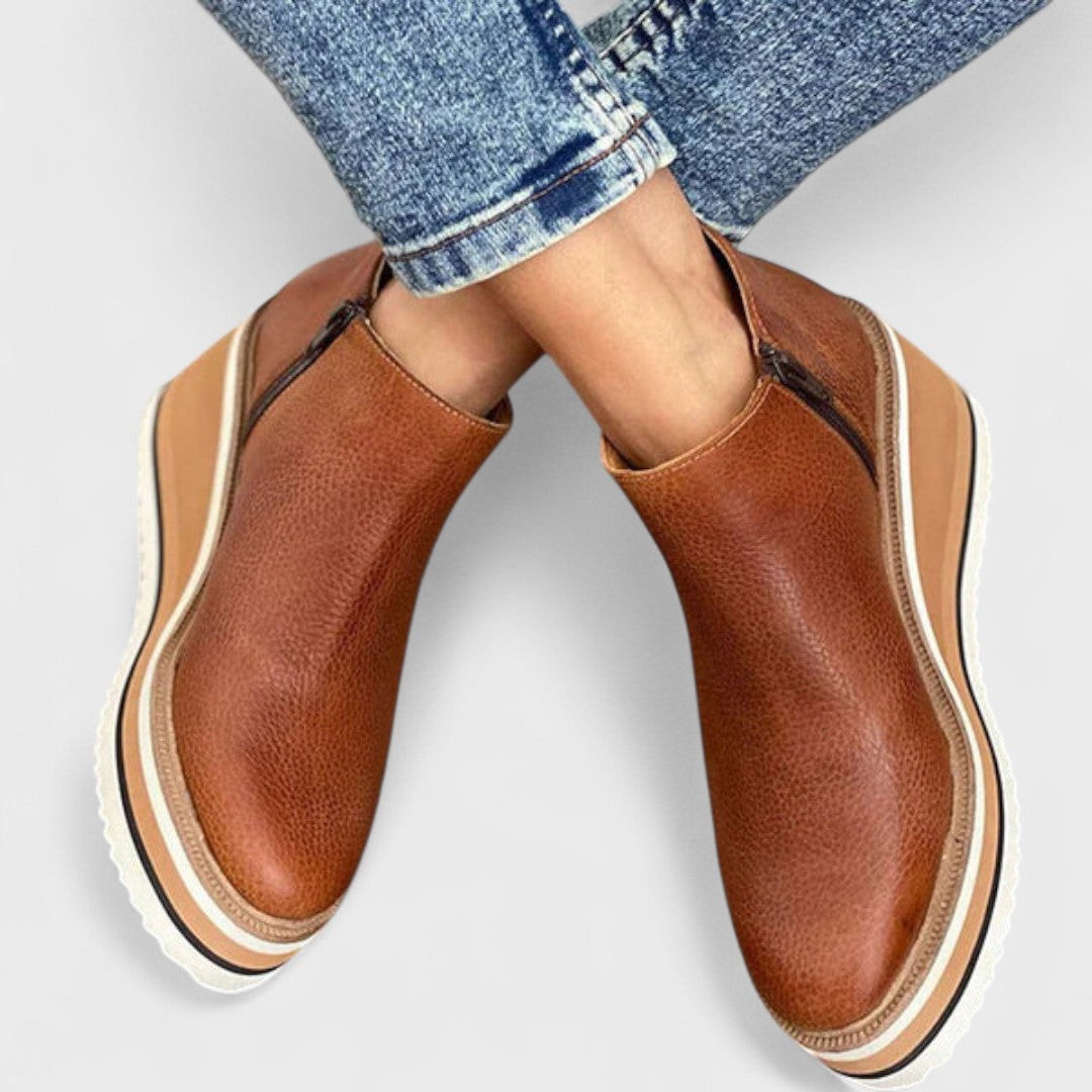 Refined waterproof wedge ankle boots
