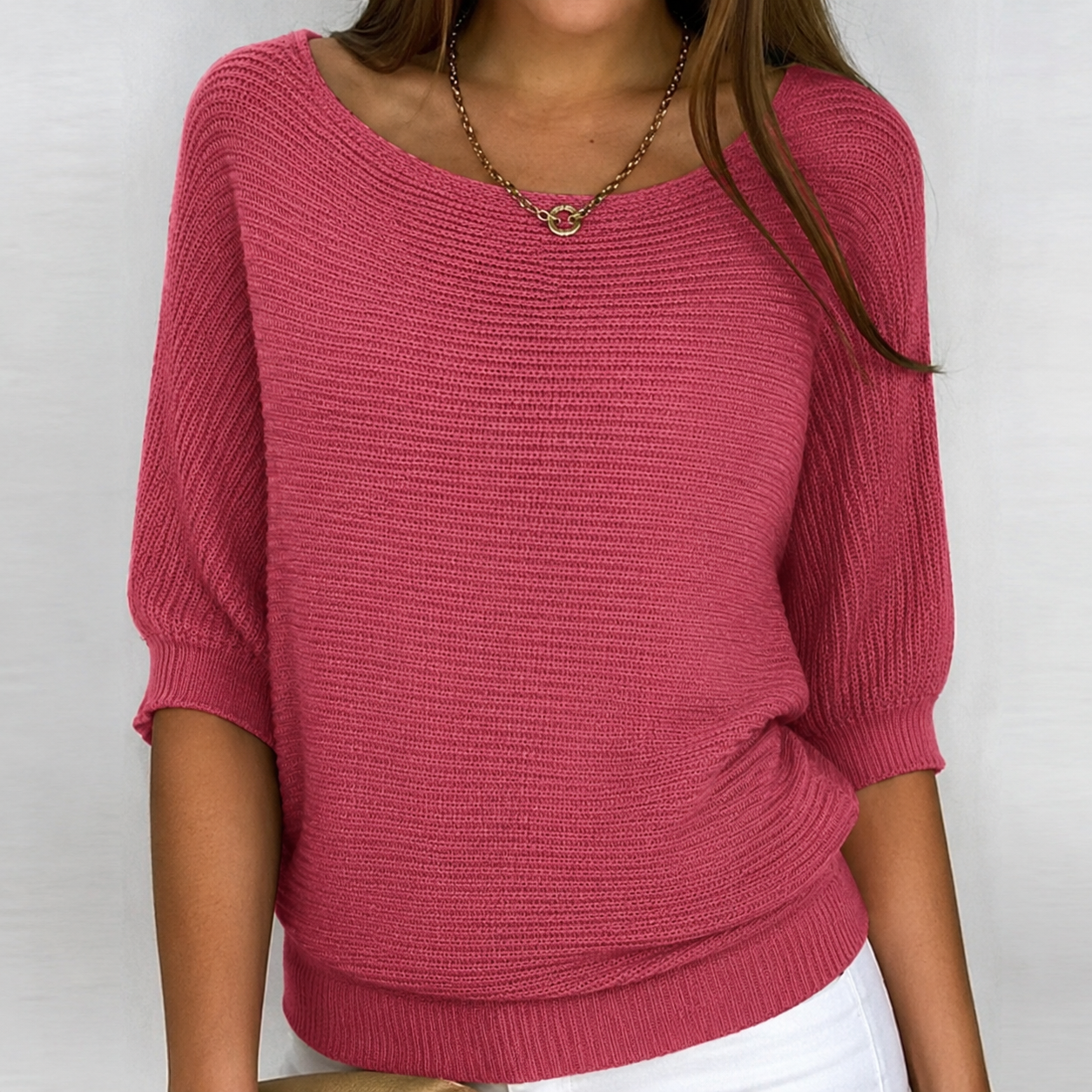Relaxed oversized ribbed hem sweater top