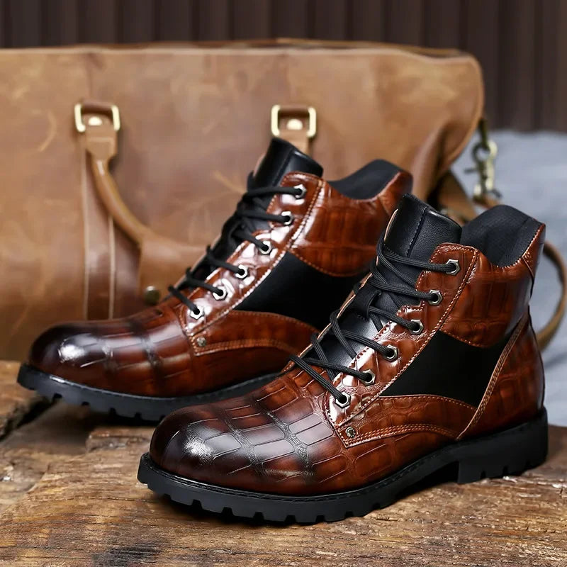 Dante - Croc Leather Boots