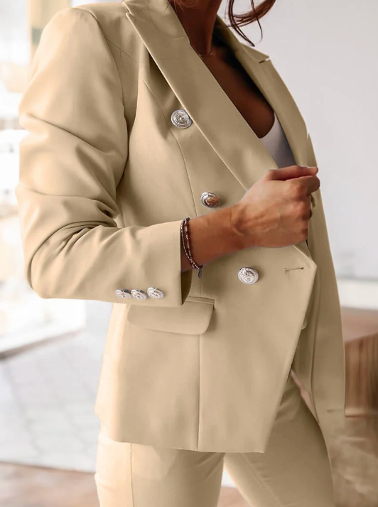 Remy | Women's Blazer Set Double Breasted Jacket Slim Pants Suit