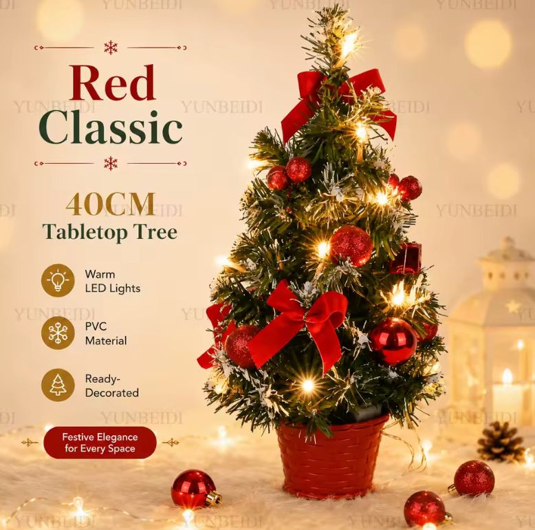 Small Pre-Lit Christmas Tree – Perfect Desktop Gift for the Holidays