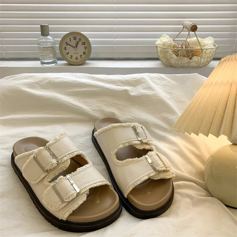 Solange | Women's Cushioned Slip-On Buckle Sandals