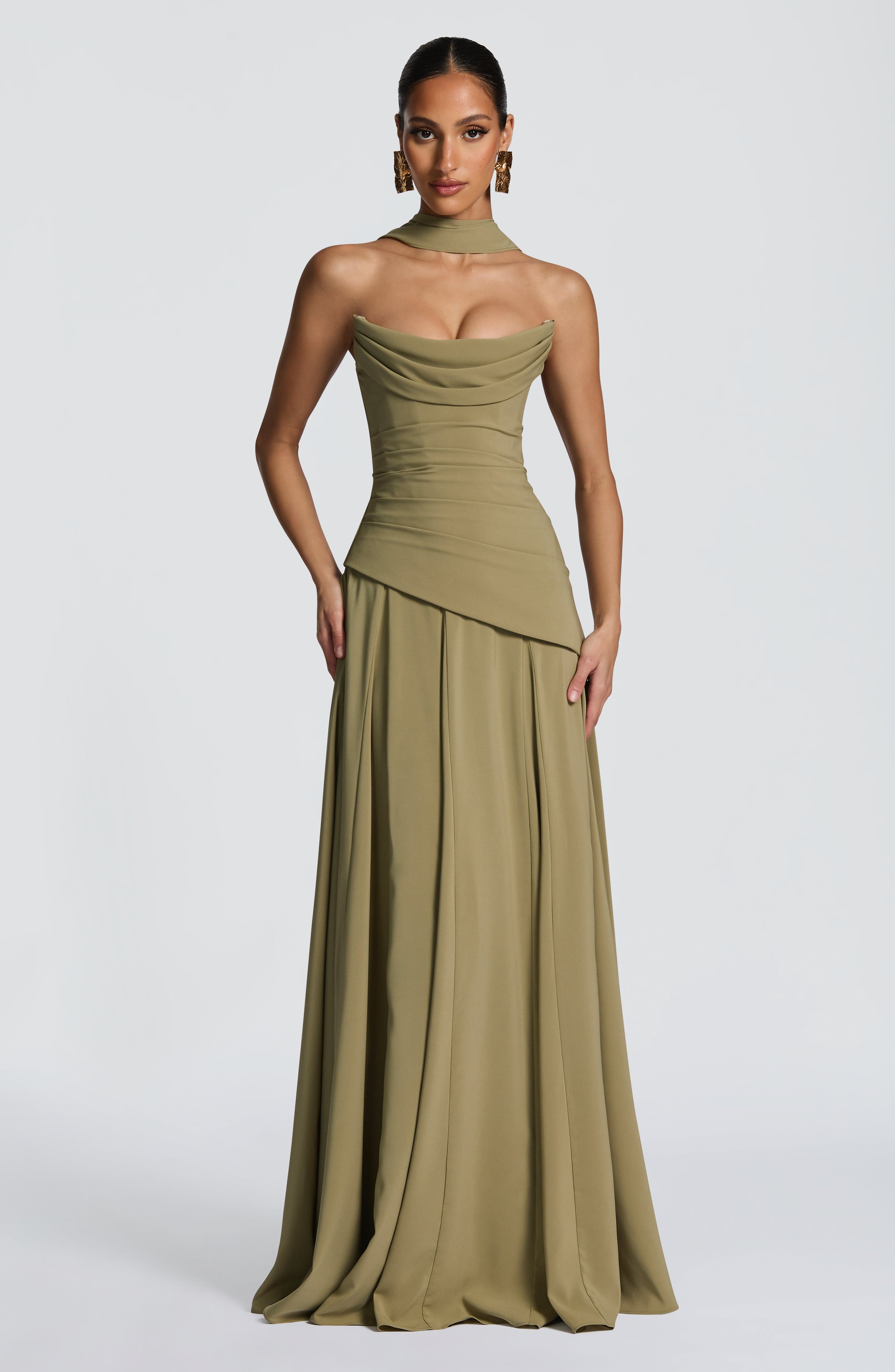 Whitney | Women's Satin Strapless Maxi Dress
