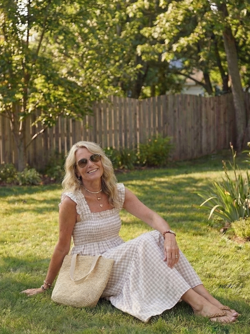 Women's Gingham Maxi Dress Flutter Sleeve Smocked Tiered Summer Beach