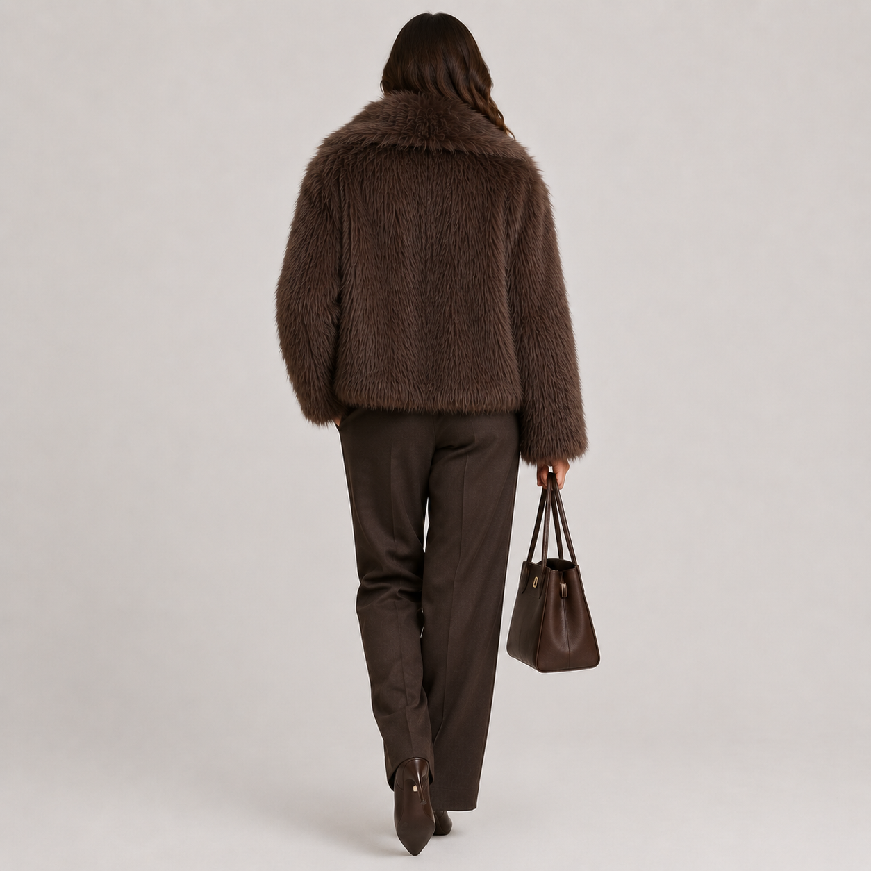 Women's Warm Faux Fur Look Jacket for Winter Elegant Outerwear